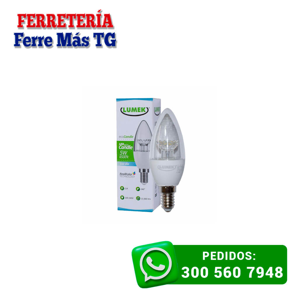 Bombillo LED Tipo Vela 5W Lumek – Elegancia y Ahorro para Lámparas Decorativas